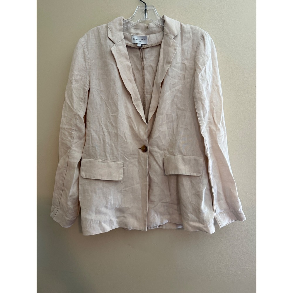 Michael Stars 100% Linen Blazer Jacket Oatmeal Beige WNT82 Womens XS